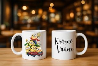 Vánoční hrnek s Mimoni „ Krásné Vánoce“