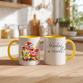 Vánoční hrnek Sponge Bob „Šťastné a veselé!“